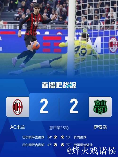 剑南春丨巴尔泰萨吉双响难救主，米兰2-2憾平萨索洛，皮纳蒙蒂贡献2助攻
